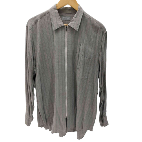 コムデギャルソンオム COMME des GARCONS HOMME 80-90S 銀タグ 田中オム L/S ジップアップ レーヨン 混紡 ストライプ シャツ archive アーカイブ メンズ