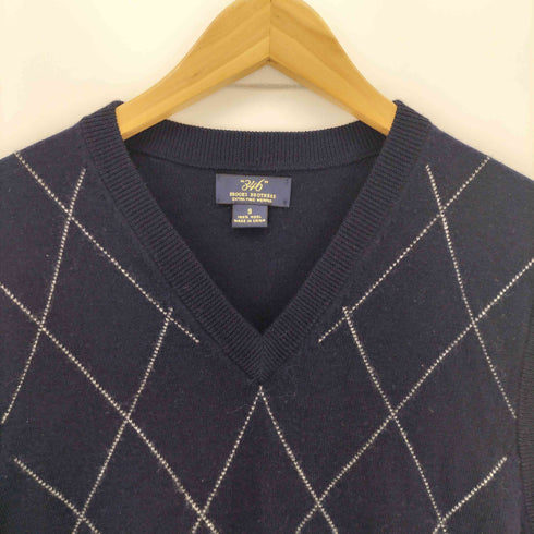 ブルックスブラザーズ 346 BROOKS BROTHERS アーガイル柄 Vネック ウールニットベスト メンズ import:S