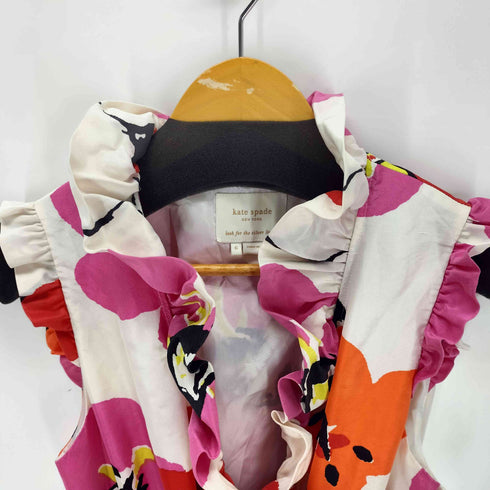 ケイトスペードニューヨーク kate spade NEW YORK 花柄 ベルテッドノースリーブフリルワンピース レディース 6