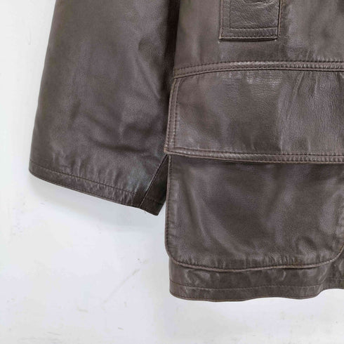 イタリア製 vera pelle 比翼 レザーコート メンズ JPN:50