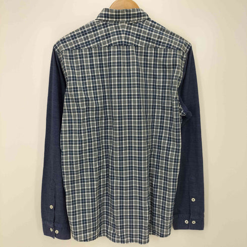 バーバリーブラックレーベル BURBERRY BLACK LABEL ホース刺繍 異素材切替 L/S チェックシャツ メンズ 3