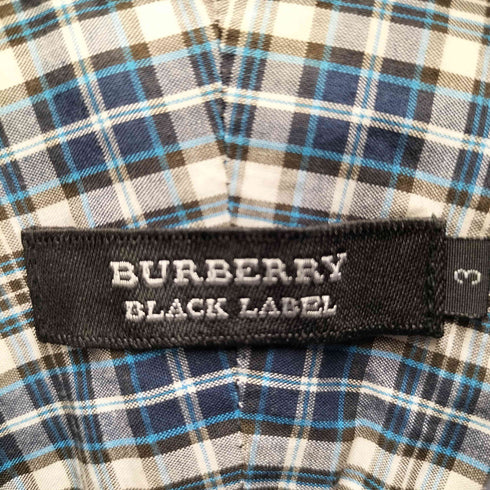 バーバリーブラックレーベル BURBERRY BLACK LABEL ホース刺繍 異素材切替 L/S チェックシャツ メンズ 3