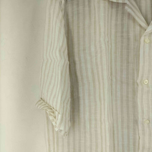 フェアファクス FAIRFAX リネン100 S/S ストライプ オープンカラーシャツ メンズ JPN:XL