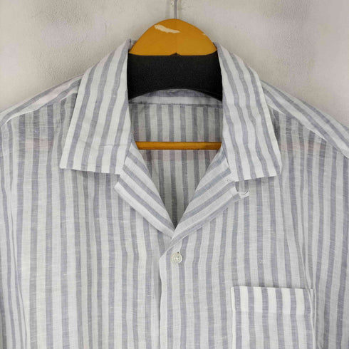 フェアファクス FAIRFAX リネン100 S/S ストライプ オープンカラーシャツ メンズ JPN:XL