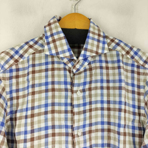 フェアファクス FAIRFAX リネン100 L/S チェックシャツ メンズ JPN:L