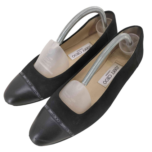 ジミーチュウ JIMMY CHOO ロゴテープ スエードコンビ フラットパンプス レディース 36 1/2