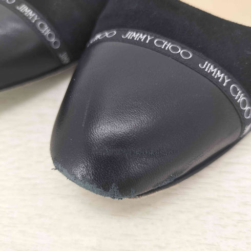 ジミーチュウ JIMMY CHOO ロゴテープ スエードコンビ フラットパンプス レディース 36 1/2