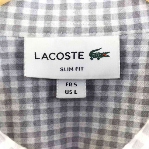 ラコステ LACOSTE SLIM FIT ギンガムチェック 半袖 ボタンダウンシャツ メンズ import:L