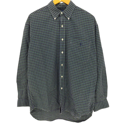 ラルフローレン RALPH LAUREN 90-00s BIG SHIRT ポニー刺繍 フロントポケット チェック ボタンダウンシャツ メンズ import:M
