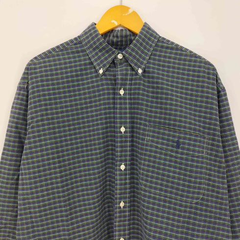 ラルフローレン RALPH LAUREN 90-00s BIG SHIRT ポニー刺繍 フロントポケット チェック ボタンダウンシャツ メンズ import:M