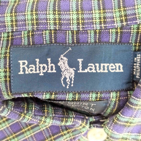 ラルフローレン RALPH LAUREN 90-00s BIG SHIRT ポニー刺繍 フロントポケット チェック ボタンダウンシャツ メンズ import:M
