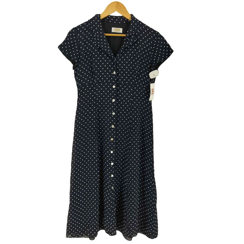 タルボット TALBOTS ドット レーヨン シェルボタン 半袖 シャツワンピース レディース