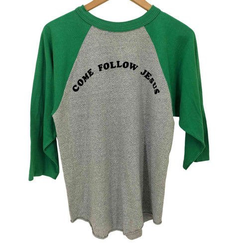 80-90S KC SPORTSWEAR 宗教 プリント ラグランスリーブ Tシャツ メンズ import:L
