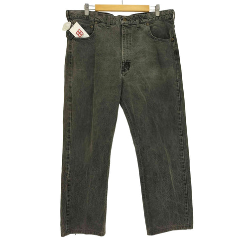 カーハート Carhartt 90S USA製 星タグ レザーパッチ 42 TALOMジップ ブラック デニムパンツ メンズ 38×34