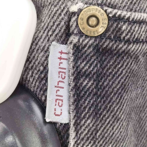カーハート Carhartt 90S USA製 星タグ レザーパッチ 42 TALOMジップ ブラック デニムパンツ メンズ 38×34