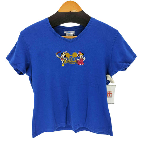 50周年記念 キャラクター刺繍VネックS/Sカットソー チビT レディース M