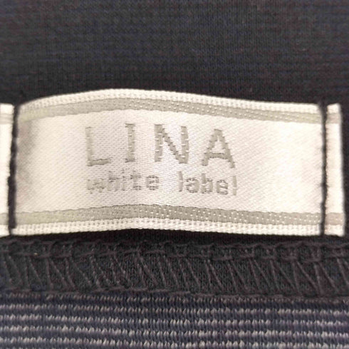 LINA white label ボーダー柄 ジップアップ ニットパーカー レディース LL