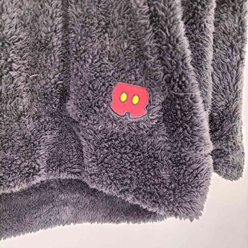 キャラクターロゴ刺繍 耳付きフリースパーカー レディース M