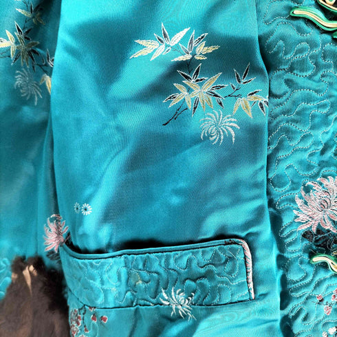 裏地花柄刺繍 fur jacket ファージャケット レディース
