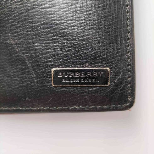 バーバリーブラックレーベル BURBERRY BLACK LABEL メタルロゴ レザー シワ加工 長財布 メンズ