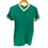 アディダス adidas 80-90S OLD USA製 トレフォイルロゴ アーム 3ストライプ Vネック S/S リンガー Tシャツ メンズ import:S