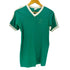 アディダス adidas 80-90S OLD USA製 トレフォイルロゴ アーム 3ストライプ Vネック S/S リンガー Tシャツ メンズ import:S
