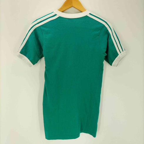 アディダス adidas 80-90S OLD USA製 トレフォイルロゴ アーム 3ストライプ Vネック S/S リンガー Tシャツ メンズ import:S