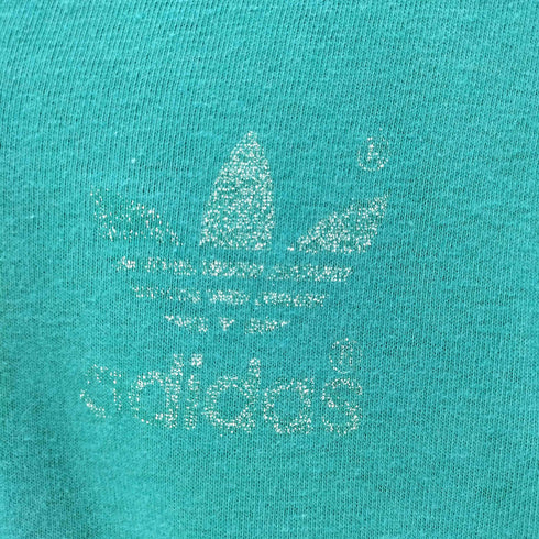 アディダス adidas 80-90S OLD USA製 トレフォイルロゴ アーム 3ストライプ Vネック S/S リンガー Tシャツ メンズ import:S