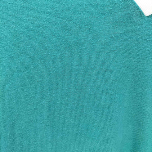 アディダス adidas 80-90S OLD USA製 トレフォイルロゴ アーム 3ストライプ Vネック S/S リンガー Tシャツ メンズ import:S