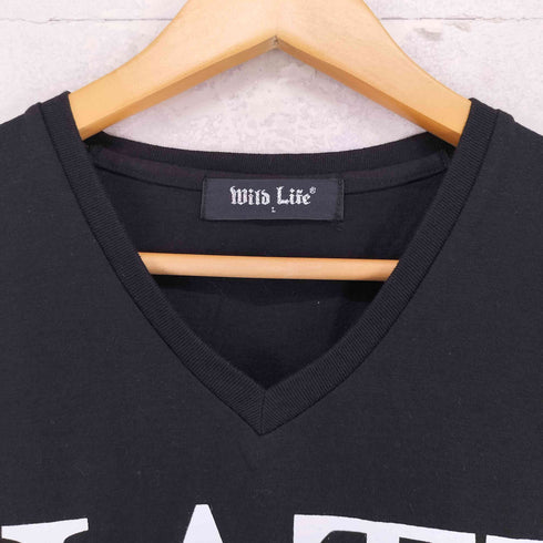 Mils Life Y2K VネックプリントTシャツ ドクロ メンズ import:L