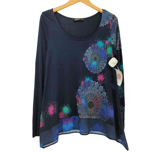 デシグアル Desigual Blouse BOLONIA Regular Fit ビジューフラワープリントカットソー レディース import:M