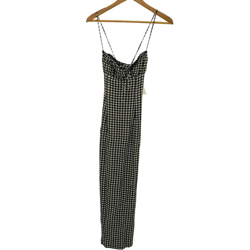 ザラ ZARA フィットギンガムチェック柄ミディワンピース レディース import:XS