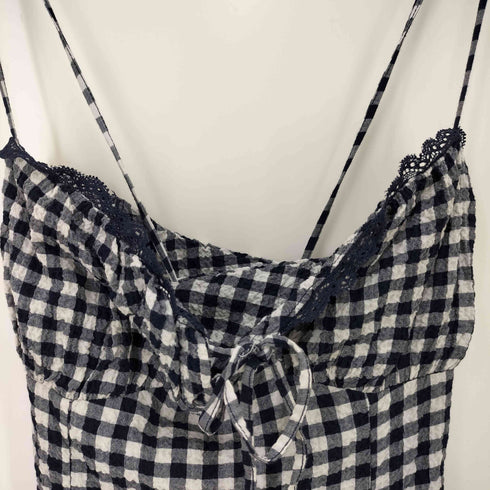 ザラ ZARA フィットギンガムチェック柄ミディワンピース レディース import:XS