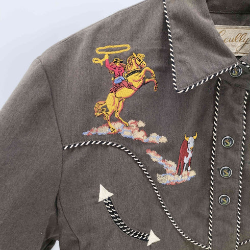 スカリー Scully 90S OLD 刺繍 ロープ パイピング デザイン L/S カウボーイ ウエスタン シャツ レディース import:M