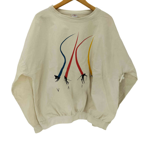 クレイジーシャツ CRAZY SHIRTS 90S USA製 VAIL スキー プリント ライトウェイト スウェット トレーナー 短丈 ボックス メンズ import:XL
