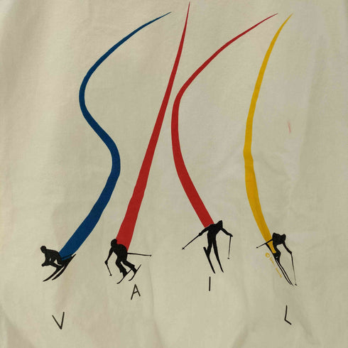 クレイジーシャツ CRAZY SHIRTS 90S USA製 VAIL スキー プリント ライトウェイト スウェット トレーナー 短丈 ボックス メンズ import:XL