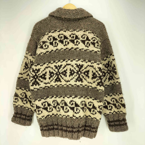 HILLS INDIAN CRAFTS 90S カナダ製 YKKジップ スノー柄 カウチンニットジャケット メンズ
