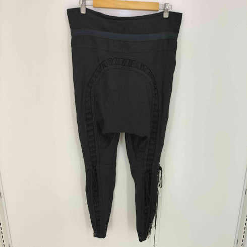 バルマンパリ BALMAIN PARIS フランス製 リネン100 裾ジップ レースアップ 編み上げ ラップパンツ メンズ FR:36