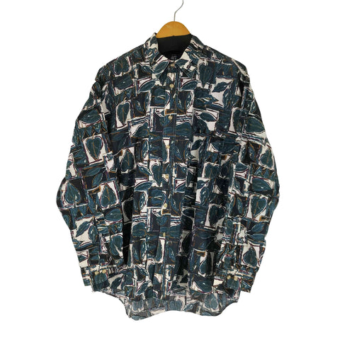 ヴァンヒューゼン VAN HEUSEN コットン 総柄 L/S シャツ メンズ import:M