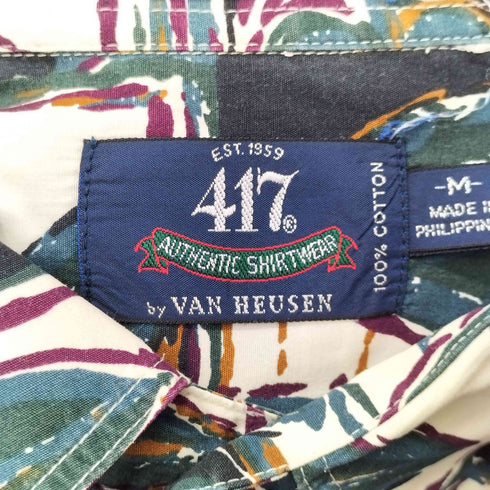 ヴァンヒューゼン VAN HEUSEN コットン 総柄 L/S シャツ メンズ import:M