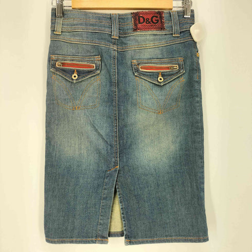 ドルチェアンドガッバーナ DOLCE&GABBANA 00s トルコ製 赤パッチ コインポケット デニムスカート レディース 24/38
