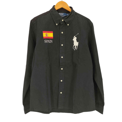 ポロバイラルフローレン Polo by RALPH LAUREN CUSTOM FIT SPAIN 国旗 ビッグポニー ボタンダウン L/S シャツ メンズ import:M