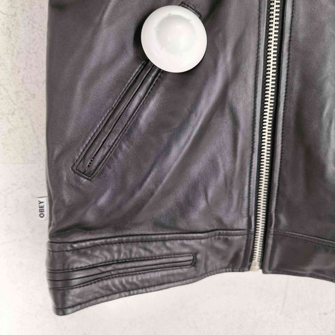 オベイ OBEY faux leather フェイクレザー ダブルライダース ジャケット メンズ S