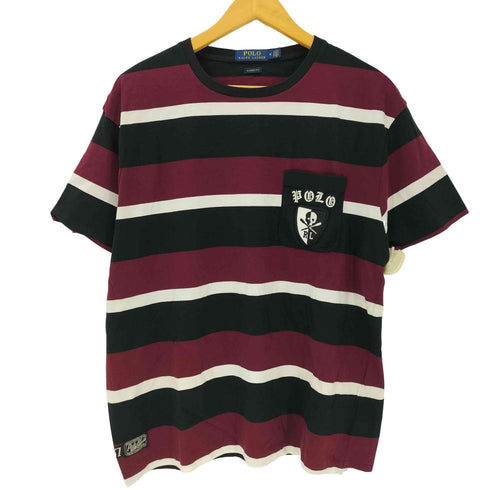 ポロラルフローレン POLO RALPH LAUREN 現行タグ CLASSIC FIT RL 67 クロス ボーン スカル S/S ボーダー ポケット Tシャツ メンズ import:M