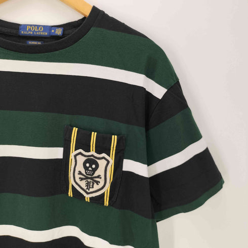 ポロラルフローレン POLO RALPH LAUREN 現行タグ CLASSIC FIT RL 67 クロス ボーン スカル S/S ボーダー ポケット Tシャツ メンズ import:M