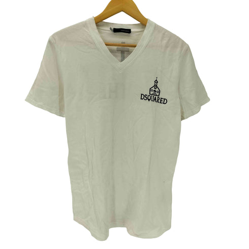 ディースクエアード DSQUARED2 LOVE THY BROTHER ダメージ加工 チャーチ クロス ジーザス プリント S/S Vネック Tシャツ Y2K メンズ import:L