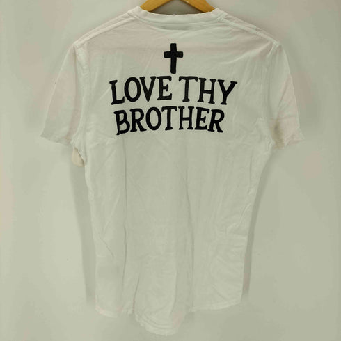 ディースクエアード DSQUARED2 LOVE THY BROTHER ダメージ加工 チャーチ クロス ジーザス プリント S/S Vネック Tシャツ Y2K メンズ import:L