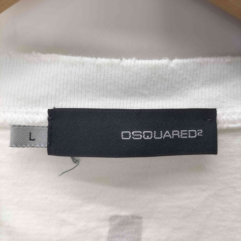 ディースクエアード DSQUARED2 LOVE THY BROTHER ダメージ加工 チャーチ クロス ジーザス プリント S/S Vネック Tシャツ Y2K メンズ import:L