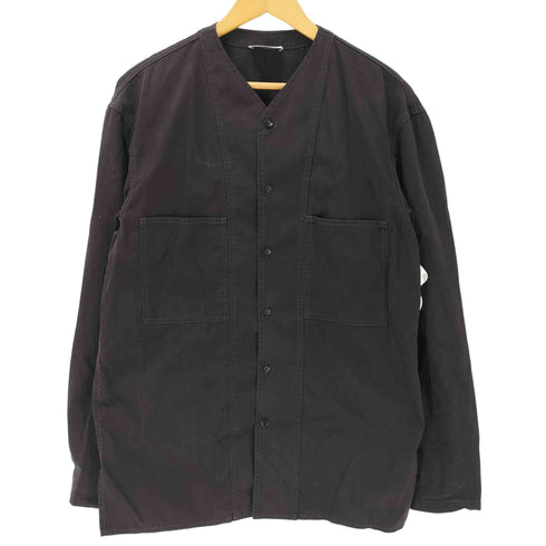 ルメール LEMAIRE 22SS V-NECK SHIRT コットン ギャバジン ブラック Vネック L/S シャツ メンズ EUR:46