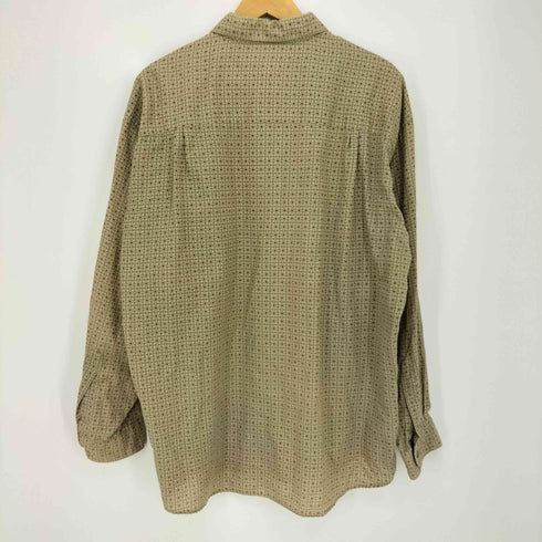 クレイボーン Claiborne 90s ジオメトリック柄 シングルポケット L/S コットンシャツ メンズ import:L